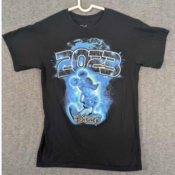 Disney Other - Disney Mickey Mouse 2023 Black Front Futuristic Graphic T-Shirt Size S